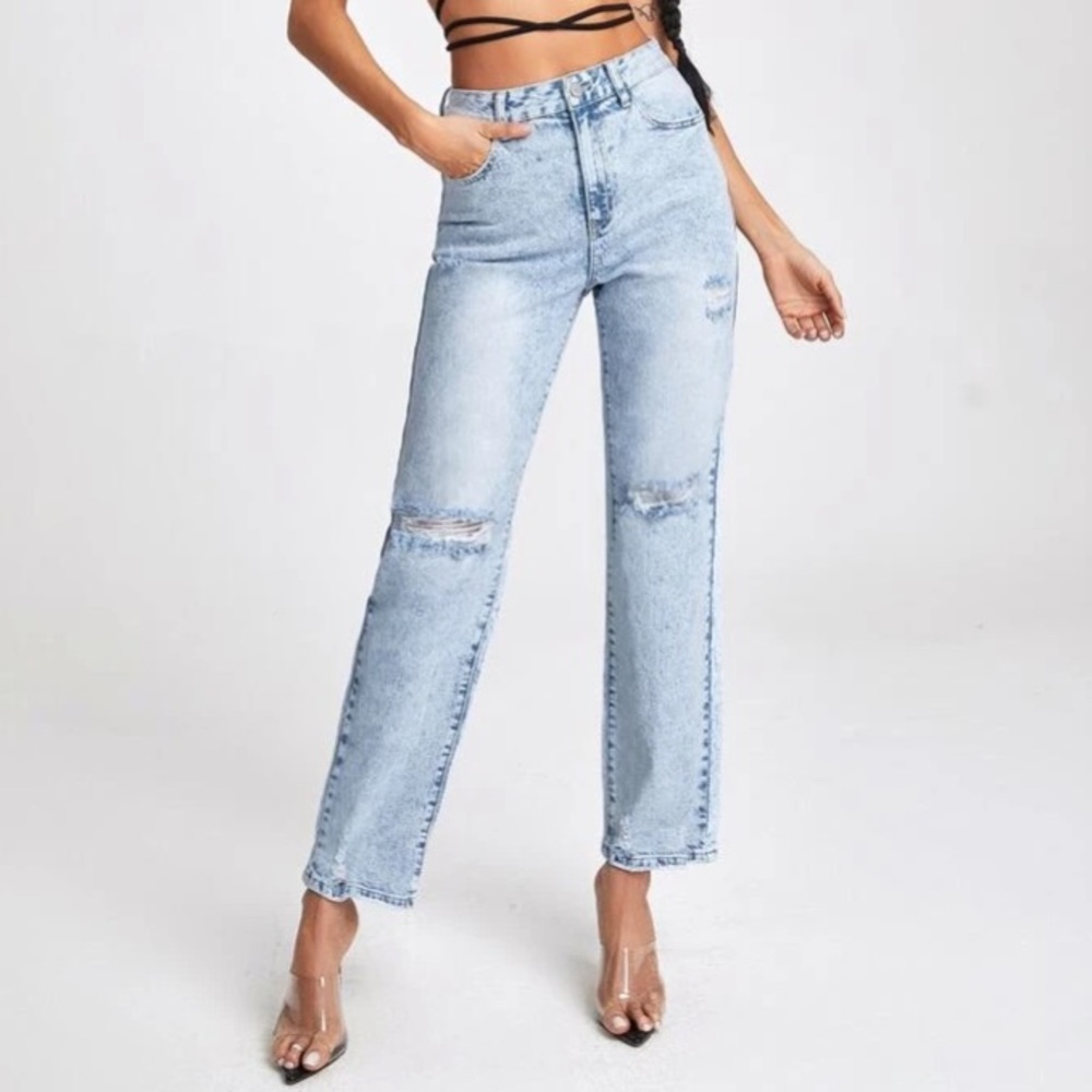 NWT Shein High-Waist Denim Straight leg Jeans